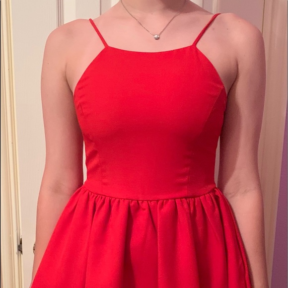 LuLu’s Red Backless Skater Dress Size L - Picture 2 of 8